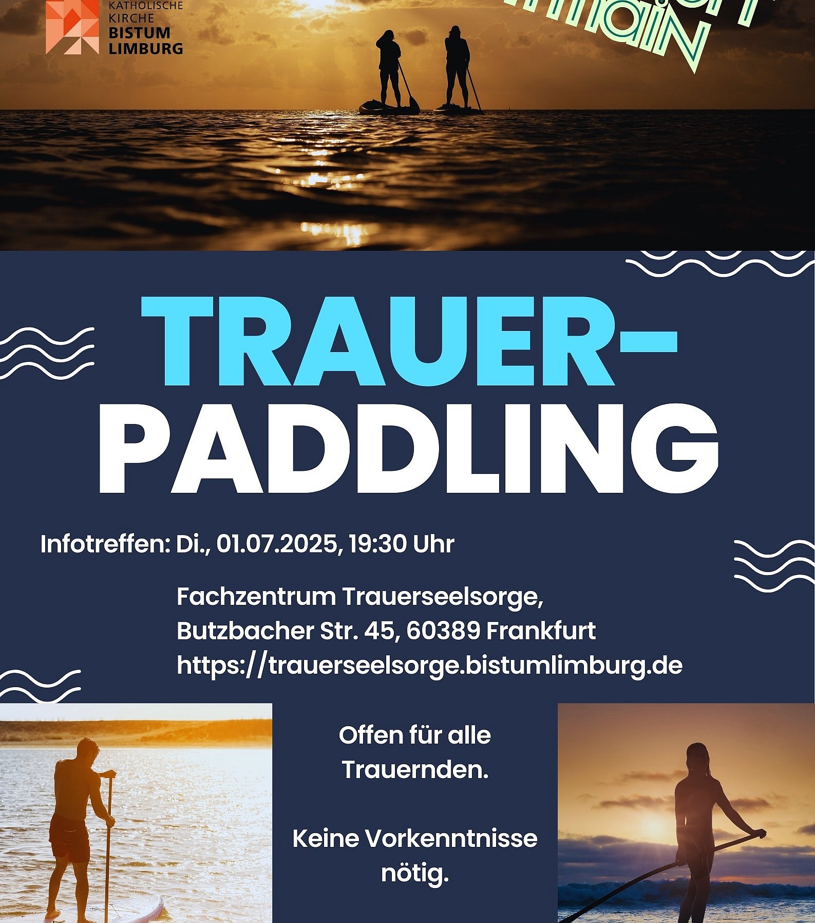 Einladung Infotreffen Trauerpaddling Dienstag, 01.07.2025, 19:30 Uhr, Fachzentrum Trauerseelsorge